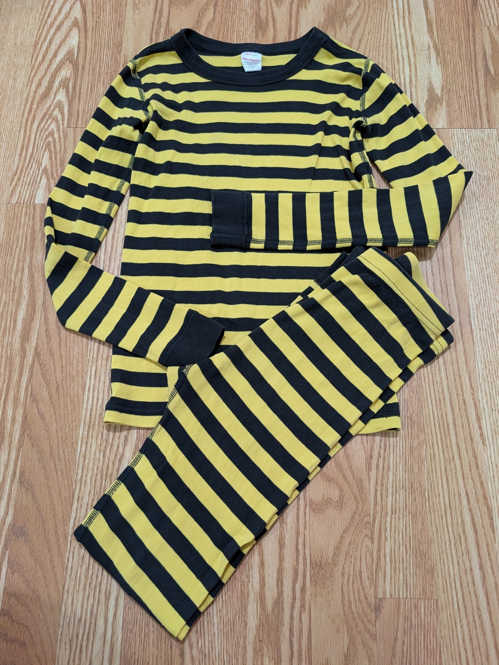 Hanna Andersson Yellow and Black Striped Kids Pajama Set 150 12
